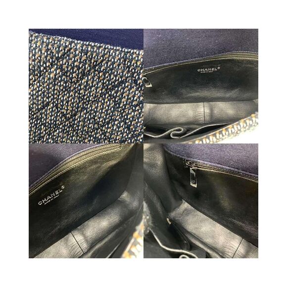 Pre Loved Chanel Matelasse Chain Shoulder Bag in Cotton Jersey Tweed - Picture 7 of 8